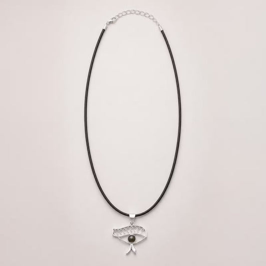 Indian Devotional Pendant - Silver-Plated (45 cm Cord) - Cleopatra Eye - Iolite