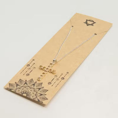 Indian Devotional Pendant - Silver-Plated (45 cm Chain) - Citrine Cross
