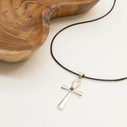 Indian Devotional Pendant - Silver-Plated (45 cm Cord) - Ankh Symbol of Eternal Life