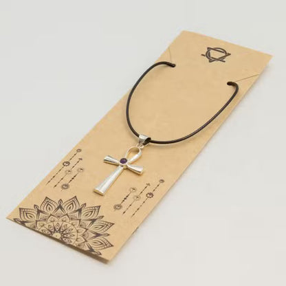 Indian Devotional Pendant - Silver-Plated (45 cm Cord) - Ankh Symbol of Eternal Life
