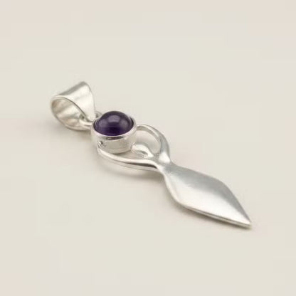 Indian Devotional Pendant - Silver-Plated (45 cm Cord) - Goddess Amethyst